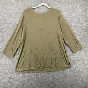 Travelers Chicos Blouse Top 3 Womens XL Tunic Brown Slinky‎ Round Neck Lagenlook